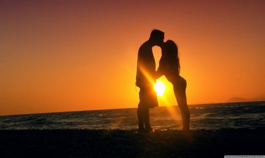 Sunset Kiss with your happy wife